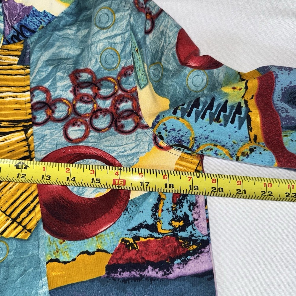 Multiples Abstract‎ Art Print Button Collared Ruffle Pockets Jacket Women's S - Picture 8 of 13